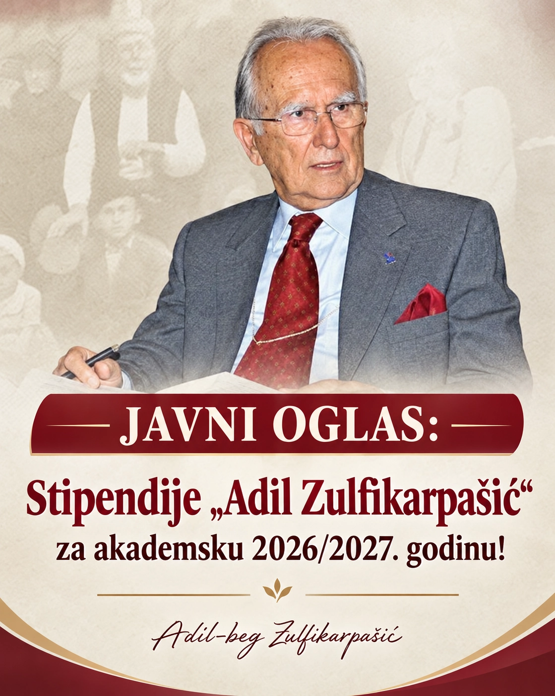 JAVNI OGLAS: Stipendije „Adil Zulfikarpašić“ za akademsku 2026/2027. godinu!